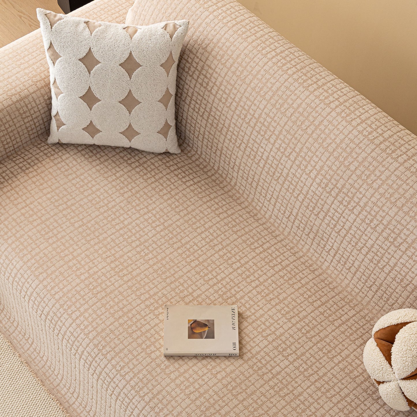 Jacquard Textured Couch Cover Throw, Soft Thick Decorative Slipcover for Couch