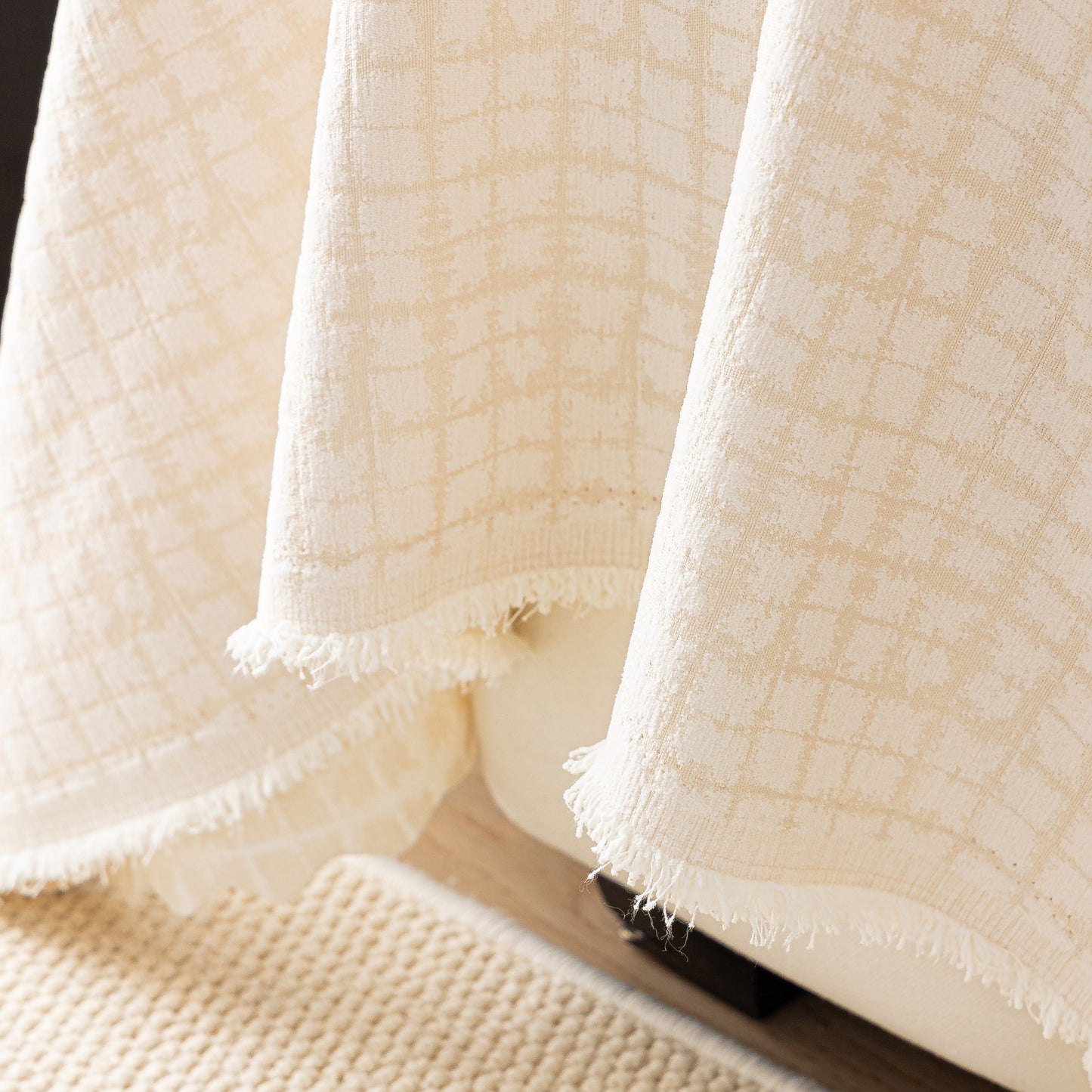 Jacquard Textured Couch Cover Throw, Soft Thick Decorative Slipcover for Couch