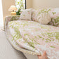 Chenille Throw Blanket Sofa Cover, Abstract Watercolor Couch Cover with Tassel Fringe