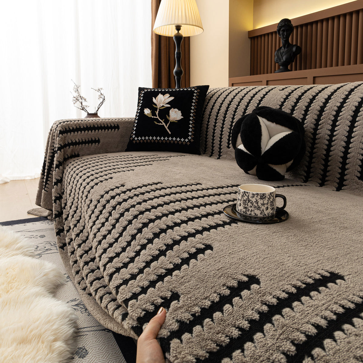 Jacquard Fleece Wurfdecke für Couch Plüsch Fuzzy Gemütliche Weiche Dec – Slipcover KAS™