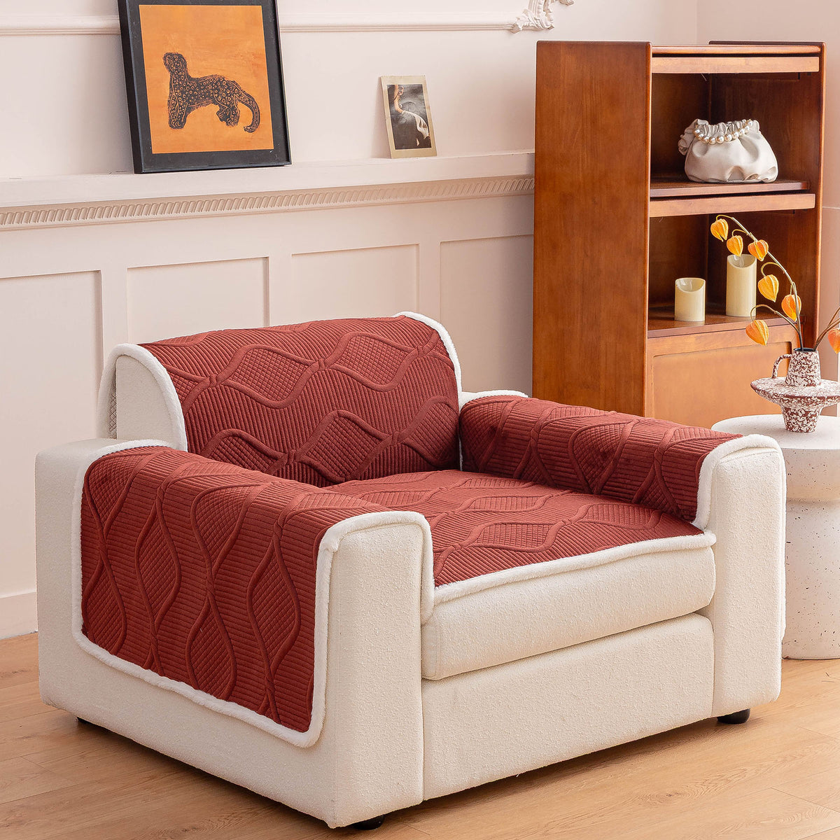 Thickened Crystal Velvet Sofa Cover, Non-Slip Quilted Couch Protector for Pets & Kids