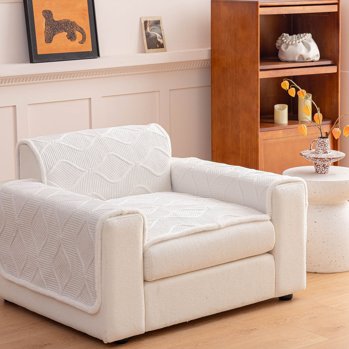 Thickened Crystal Velvet Sofa Cover, Non-Slip Quilted Couch Protector for Pets & Kids