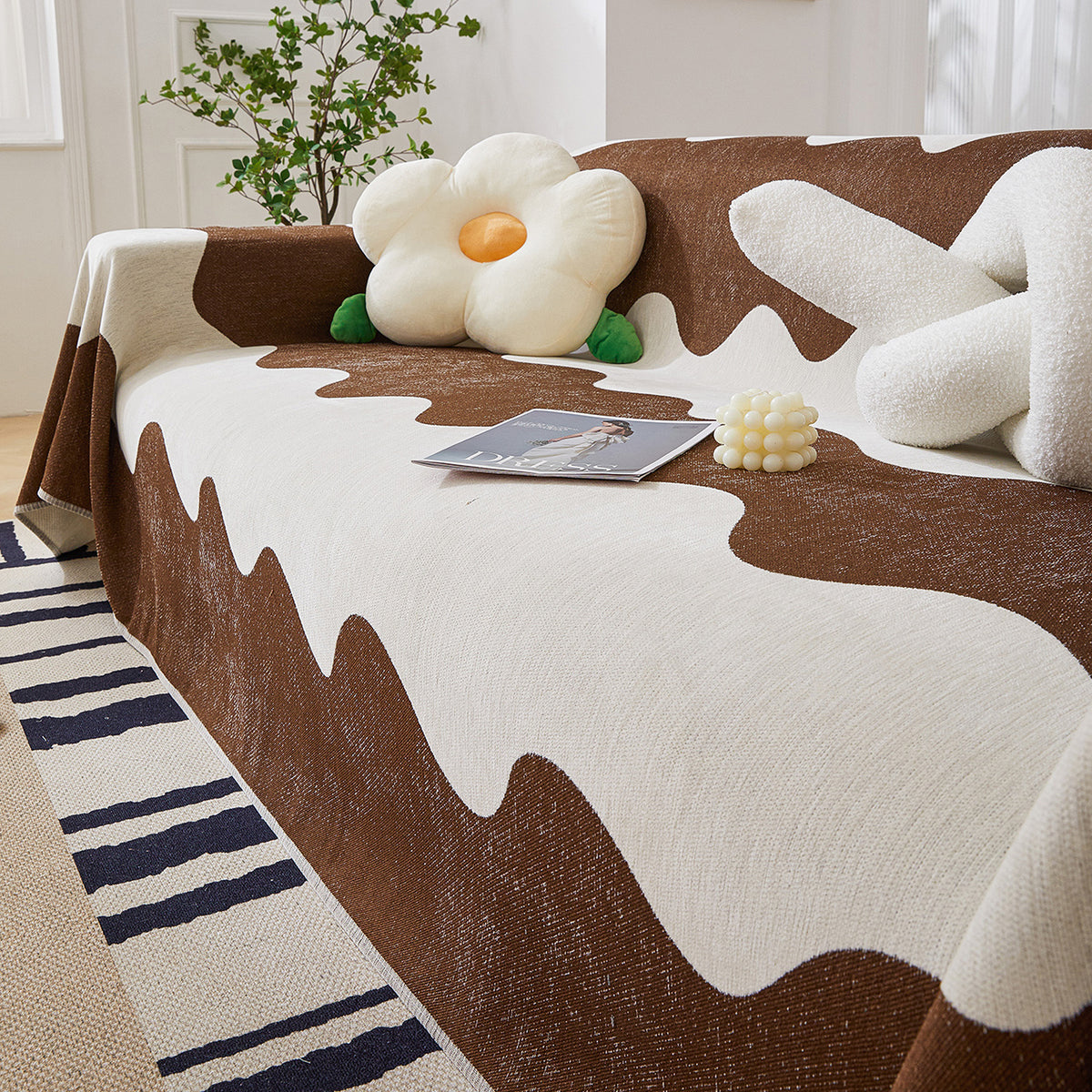 Chenille Minimalist Wavy Sofa Überwurf, Gemütliche Decken für das Sofa – Slipcover KAS™