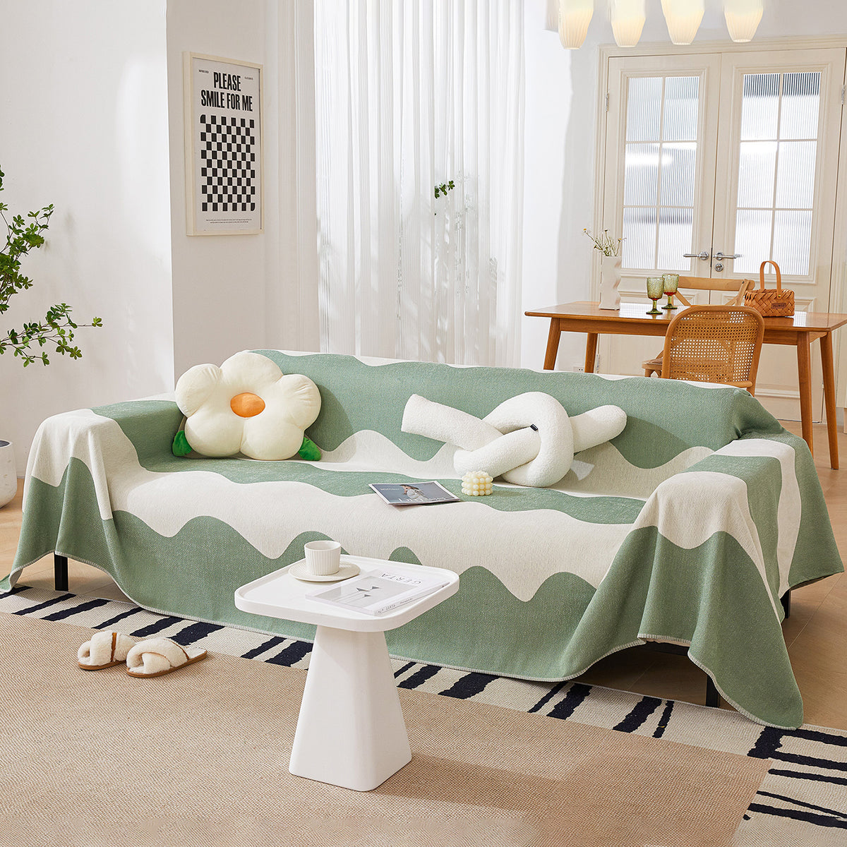 Chenille Minimalist Wavy Sofa Überwurf, Gemütliche Decken für das Sofa – Slipcover KAS™