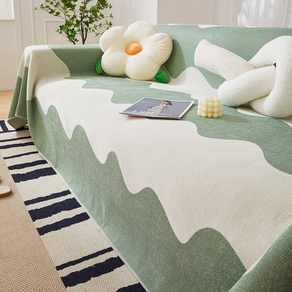 Chenille Minimalist Wavy Sofa Überwurf, Gemütliche Decken für das Sofa – Slipcover KAS™