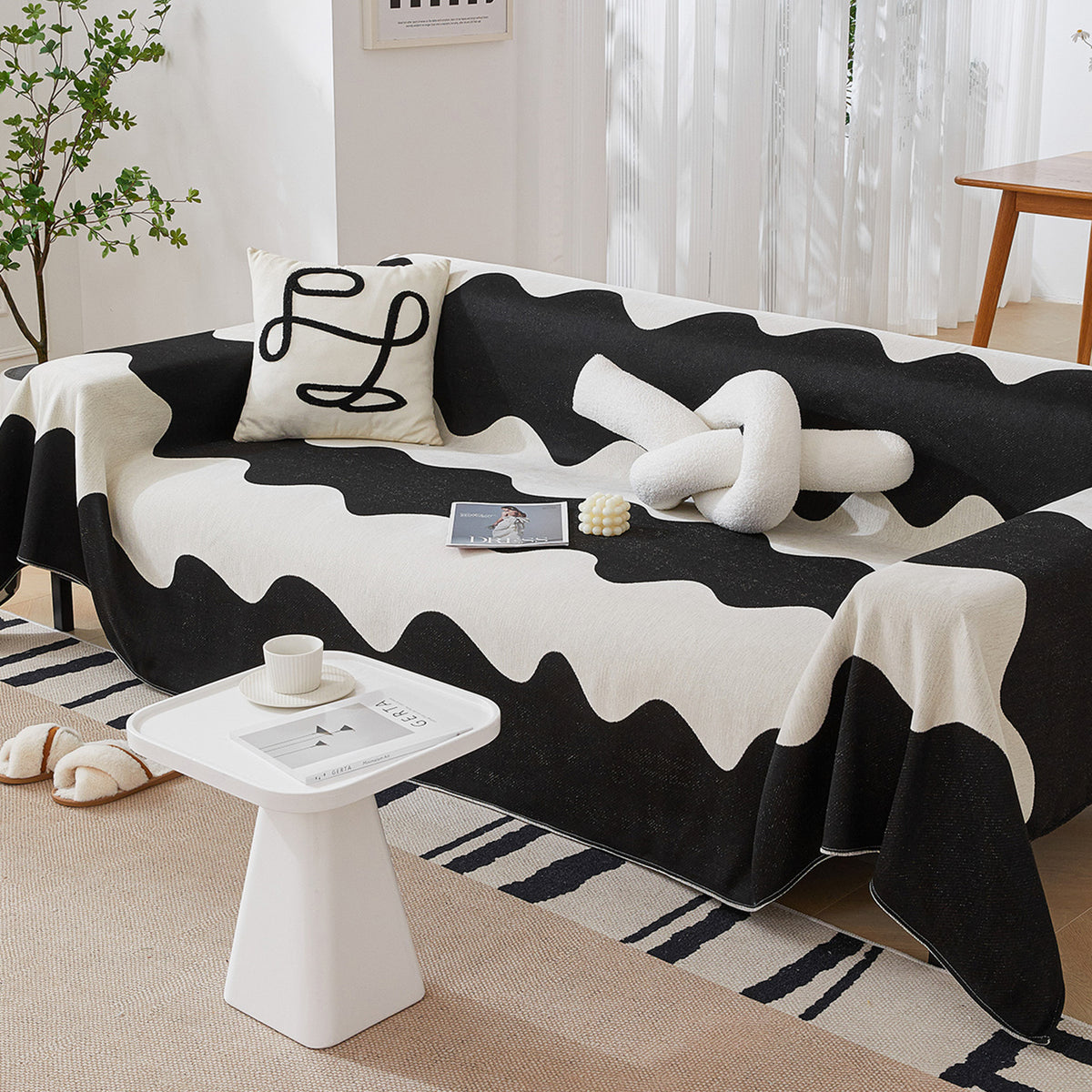 Chenille Minimalist Wavy Sofa Überwurf, Gemütliche Decken für das Sofa – Slipcover KAS™