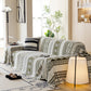 Bohemian Tufted Sofa Cover, Plush Fleece Throw Blanket with 3D Woven Aztec Stripes