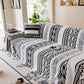 Bohemian Tufted Sofa Cover, Plush Fleece Throw Blanket with 3D Woven Aztec Stripes