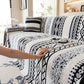 Bohemian Tufted Sofa Cover, Plush Fleece Throw Blanket with 3D Woven Aztec Stripes