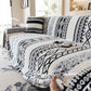 Bohemian Tufted Sofa Cover, Plush Fleece Throw Blanket with 3D Woven Aztec Stripes