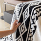 Bohemian Tufted Sofa Cover, Plush Fleece Throw Blanket with 3D Woven Aztec Stripes