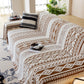 Bohemian Tufted Sofa Cover, Plush Fleece Throw Blanket with 3D Woven Aztec Stripes