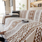 Bohemian Tufted Sofa Cover, Plush Fleece Throw Blanket with 3D Woven Aztec Stripes