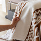 Bohemian Tufted Sofa Cover, Plush Fleece Throw Blanket with 3D Woven Aztec Stripes