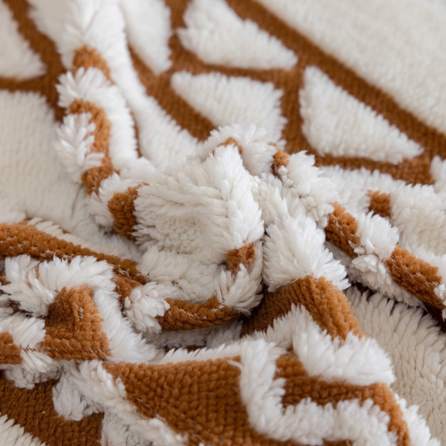 Bohemian Tufted Sofa Cover, Plush Fleece Throw Blanket with 3D Woven Aztec Stripes