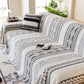 Bohemian Tufted Sofa Cover, Plush Fleece Throw Blanket with 3D Woven Aztec Stripes