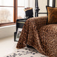 Leopard Print Flannel Sofa Throw Cover, Soft Couch Protector for Pets, Kids & Home