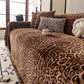 Leopard Print Flannel Sofa Throw Cover, Soft Couch Protector for Pets, Kids & Home
