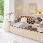 3D Floral Sofa Throw Cover, Soft Plush Couch Protector with Decorative Ruffled Skirt
