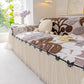 3D Floral Sofa Throw Cover, Soft Plush Couch Protector with Decorative Ruffled Skirt