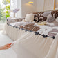 3D Floral Sofa Throw Cover, Soft Plush Couch Protector with Decorative Ruffled Skirt