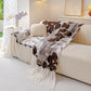 3D Floral Sofa Throw Cover, Soft Plush Couch Protector with Decorative Ruffled Skirt