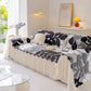 3D Floral Sofa Throw Cover, Soft Plush Couch Protector with Decorative Ruffled Skirt