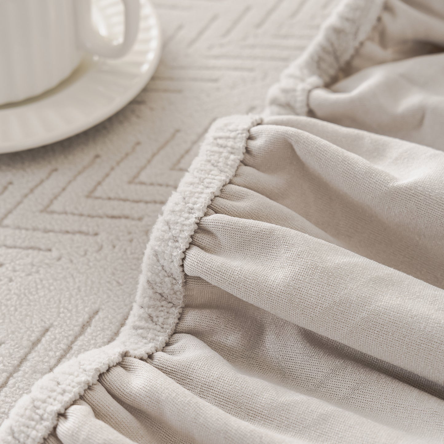 High Stretch Herringbone Textured Slipcover for Standard & L-Shaped Sectional Couches