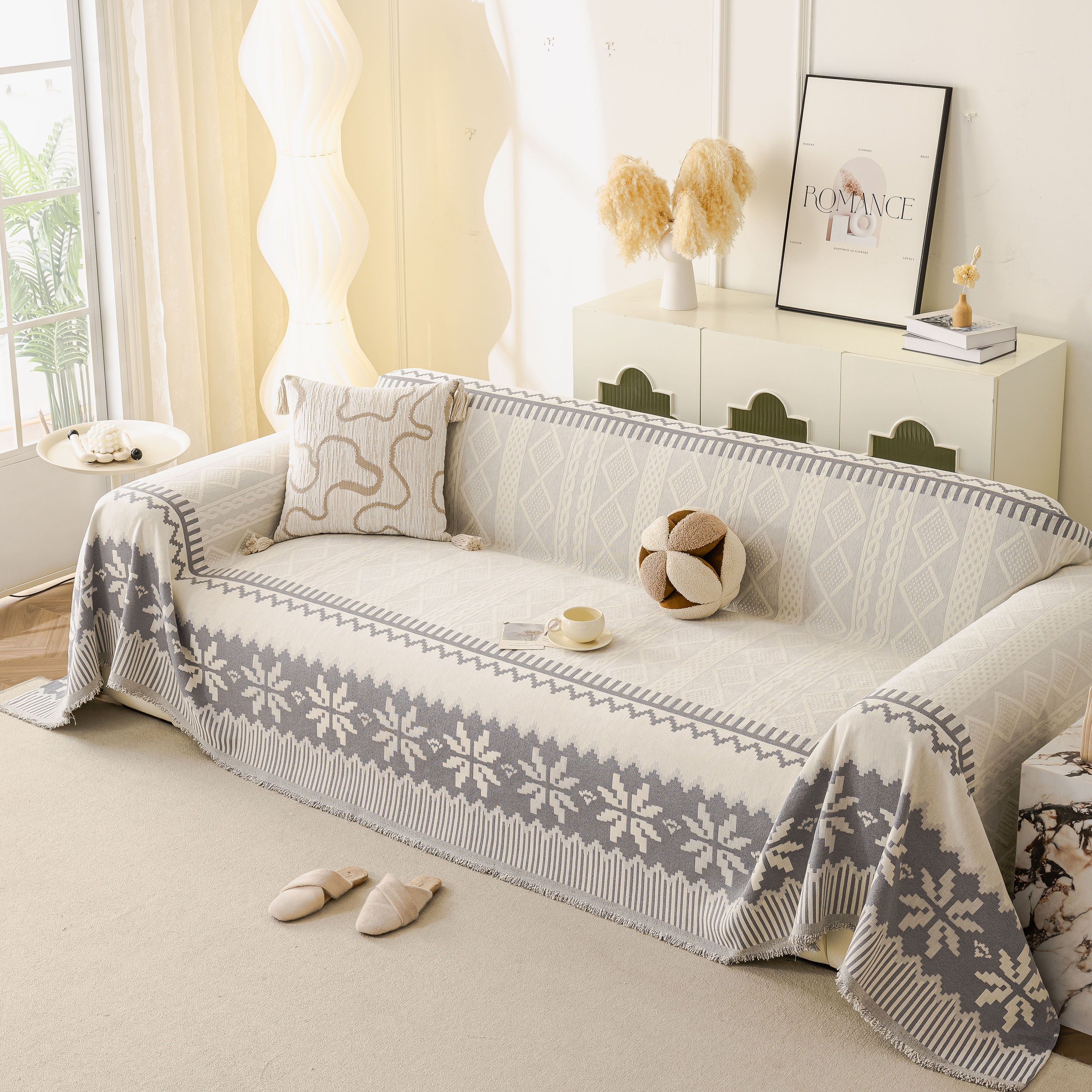 Thick Jacquard Couch Cover for Sectional Sofas, Cozy Washable Sofa