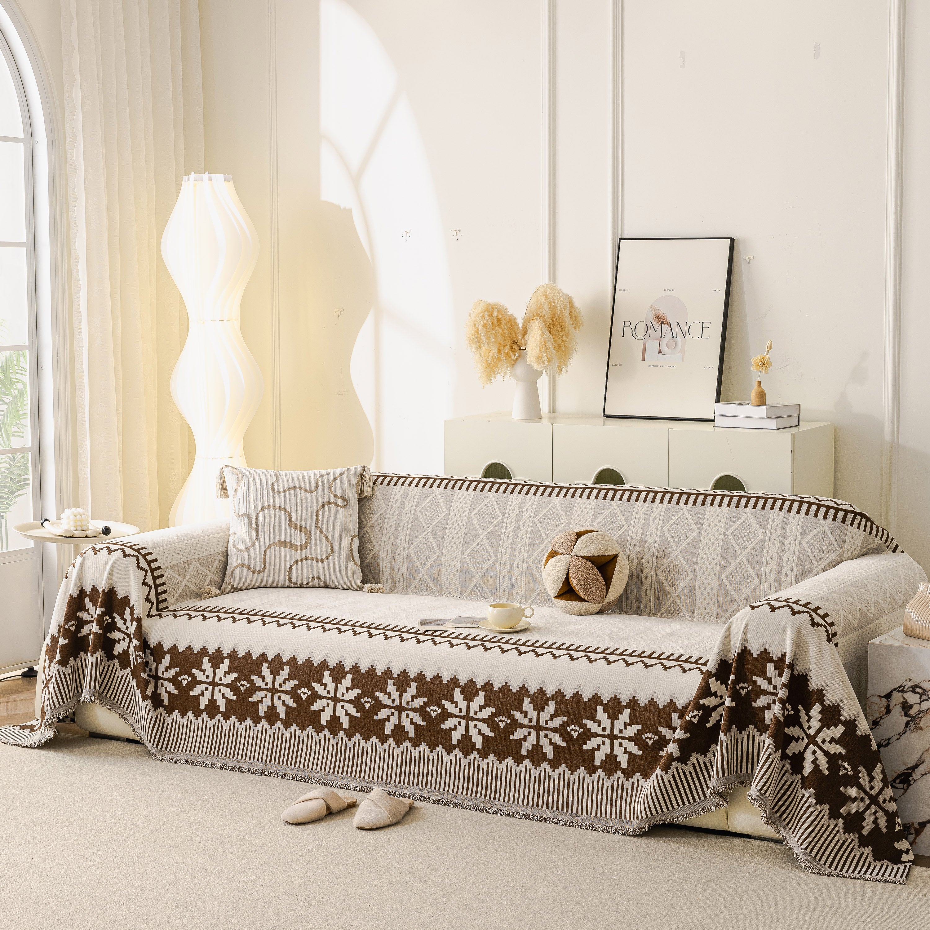 Thick Jacquard Couch Cover for Sectional Sofas, Cozy Washable Sofa