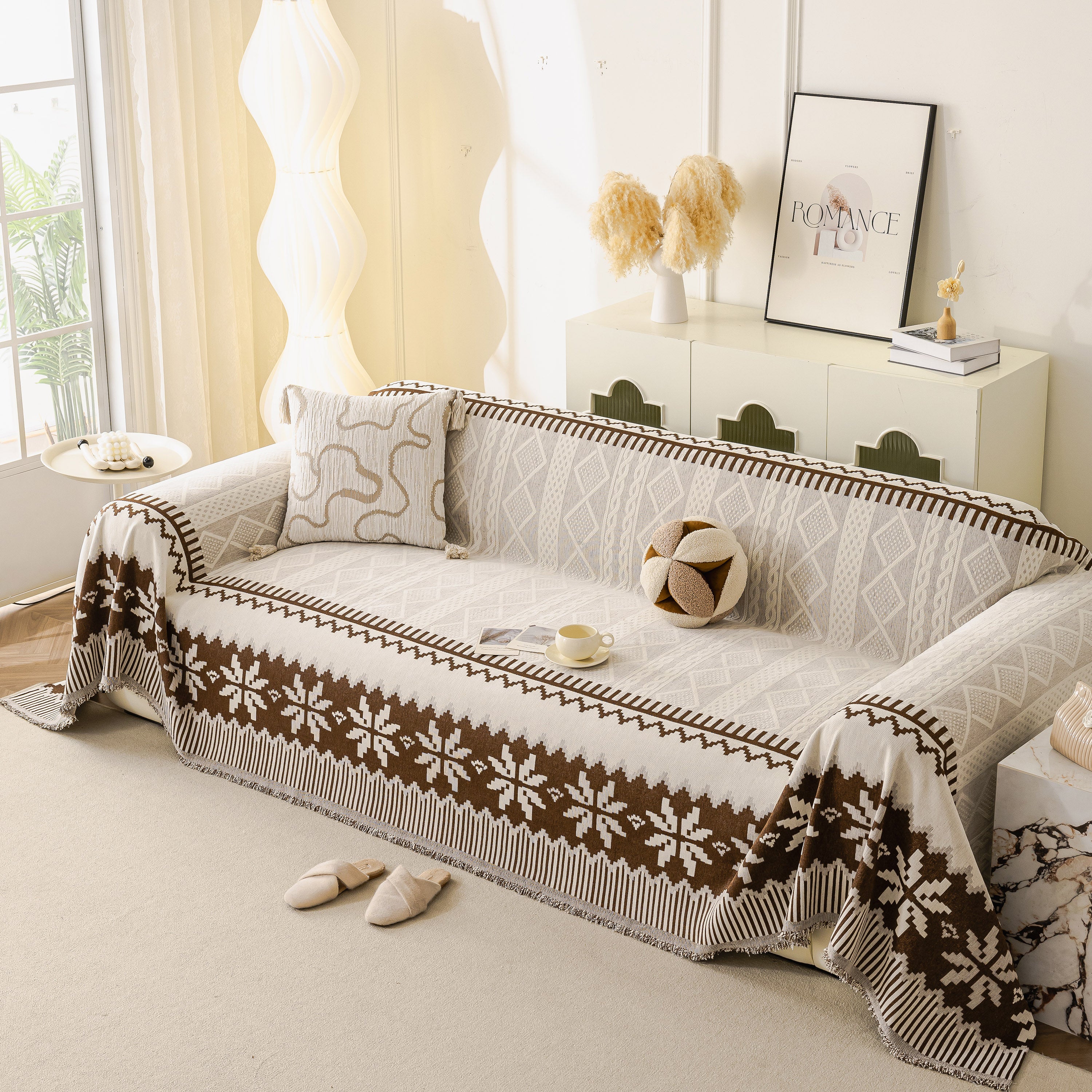 Thick Jacquard Couch Cover for Sectional Sofas, Cozy Washable Sofa