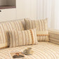 Textured Striped Sofa Cover with Plush Trim, Non-Slip Couch Protector Sectional Covers