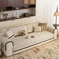 Textured Striped Sofa Cover with Plush Trim, Non-Slip Couch Protector Sectional Covers
