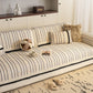Textured Striped Sofa Cover with Plush Trim, Non-Slip Couch Protector Sectional Covers