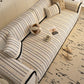 Textured Striped Sofa Cover with Plush Trim, Non-Slip Couch Protector Sectional Covers