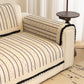 Textured Striped Sofa Cover with Plush Trim, Non-Slip Couch Protector Sectional Covers