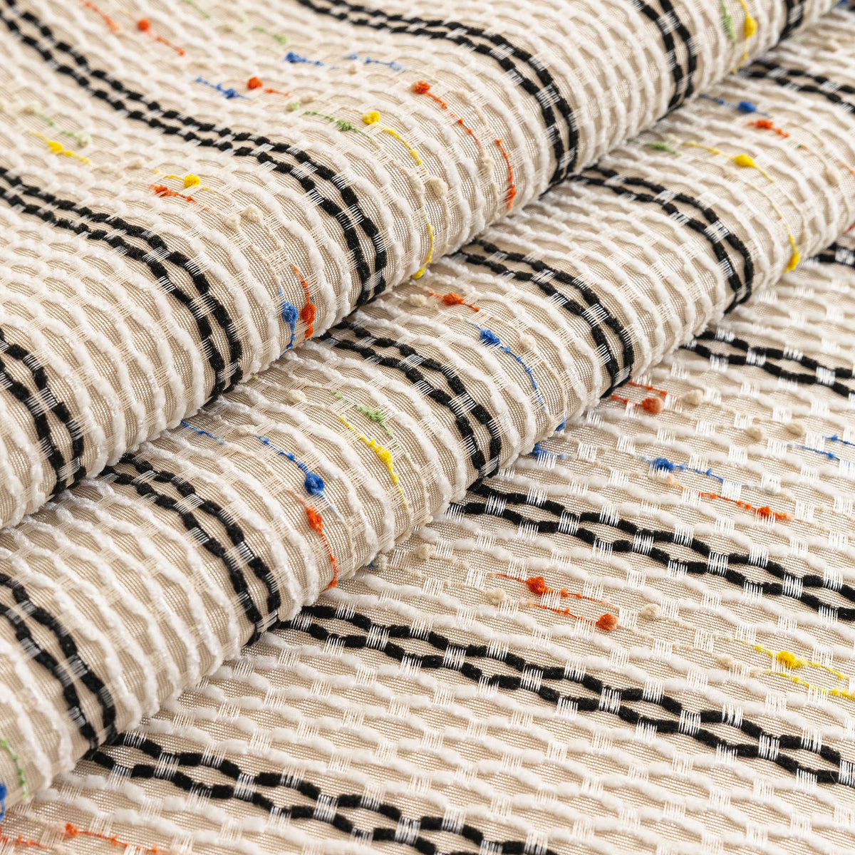 Textured Striped Sofa Cover with Plush Trim, Non-Slip Couch Protector Sectional Covers