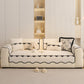 Chenille Herringbone Sofa Cover, Couch Protector with Bow Detail & Scalloped Trim