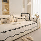 Chenille Herringbone Sofa Cover, Couch Protector with Bow Detail & Scalloped Trim