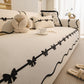 Chenille Herringbone Sofa Cover, Couch Protector with Bow Detail & Scalloped Trim