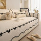 Chenille Herringbone Sofa Cover, Couch Protector with Bow Detail & Scalloped Trim