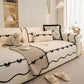 Chenille Herringbone Sofa Cover, Couch Protector with Bow Detail & Scalloped Trim
