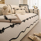 Chenille Herringbone Sofa Cover, Couch Protector with Bow Detail & Scalloped Trim