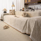 Luxury Elegant Chenille Sofa Throw Cover with Floral Embroidered Lace & Pom-Pom Trim