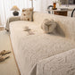 Luxury Elegant Chenille Sofa Throw Cover with Floral Embroidered Lace & Pom-Pom Trim