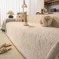 Luxury Elegant Chenille Sofa Throw Cover with Floral Embroidered Lace & Pom-Pom Trim
