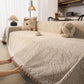 Luxury Elegant Chenille Sofa Throw Cover with Floral Embroidered Lace & Pom-Pom Trim