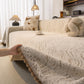 Luxury Elegant Chenille Sofa Throw Cover with Floral Embroidered Lace & Pom-Pom Trim