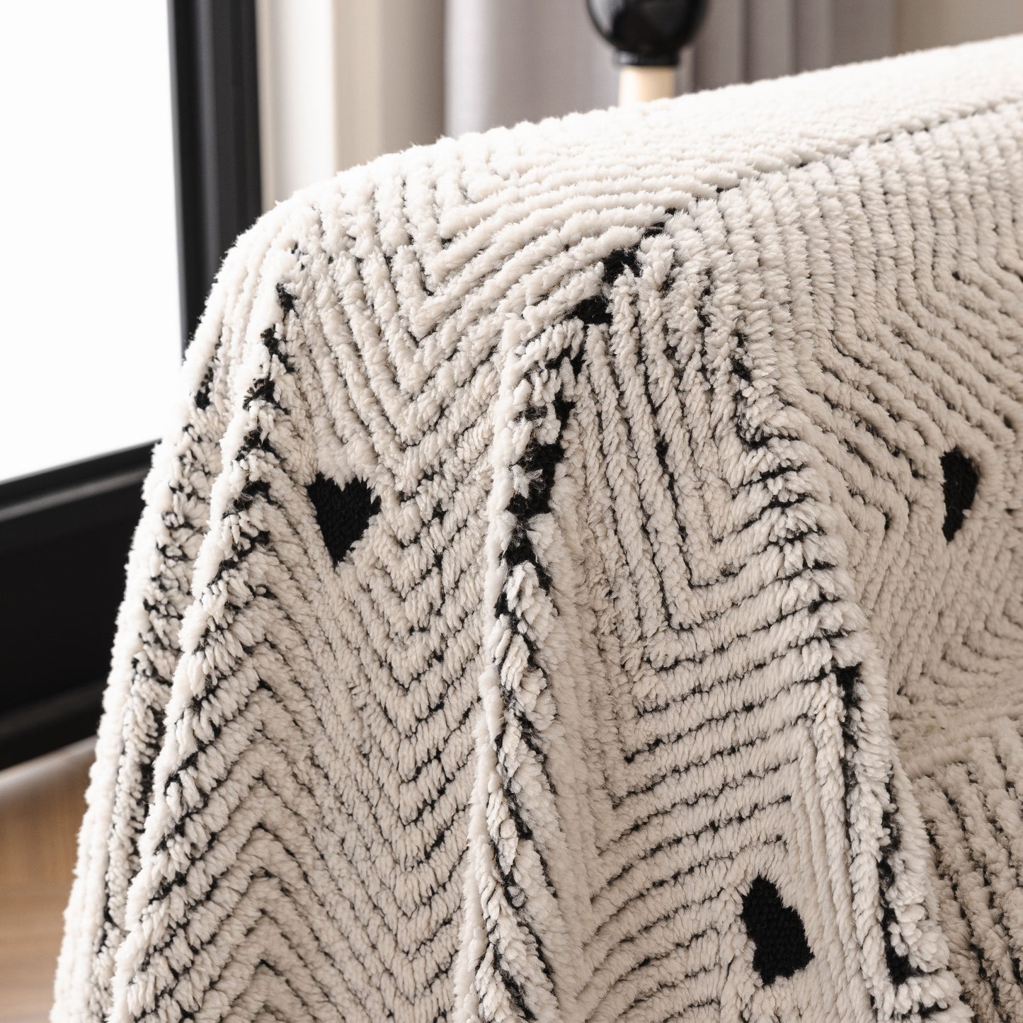 Thick Plush Sofa Cover Throw for Couch, 3D Textured Herringbone Washable Slipcover