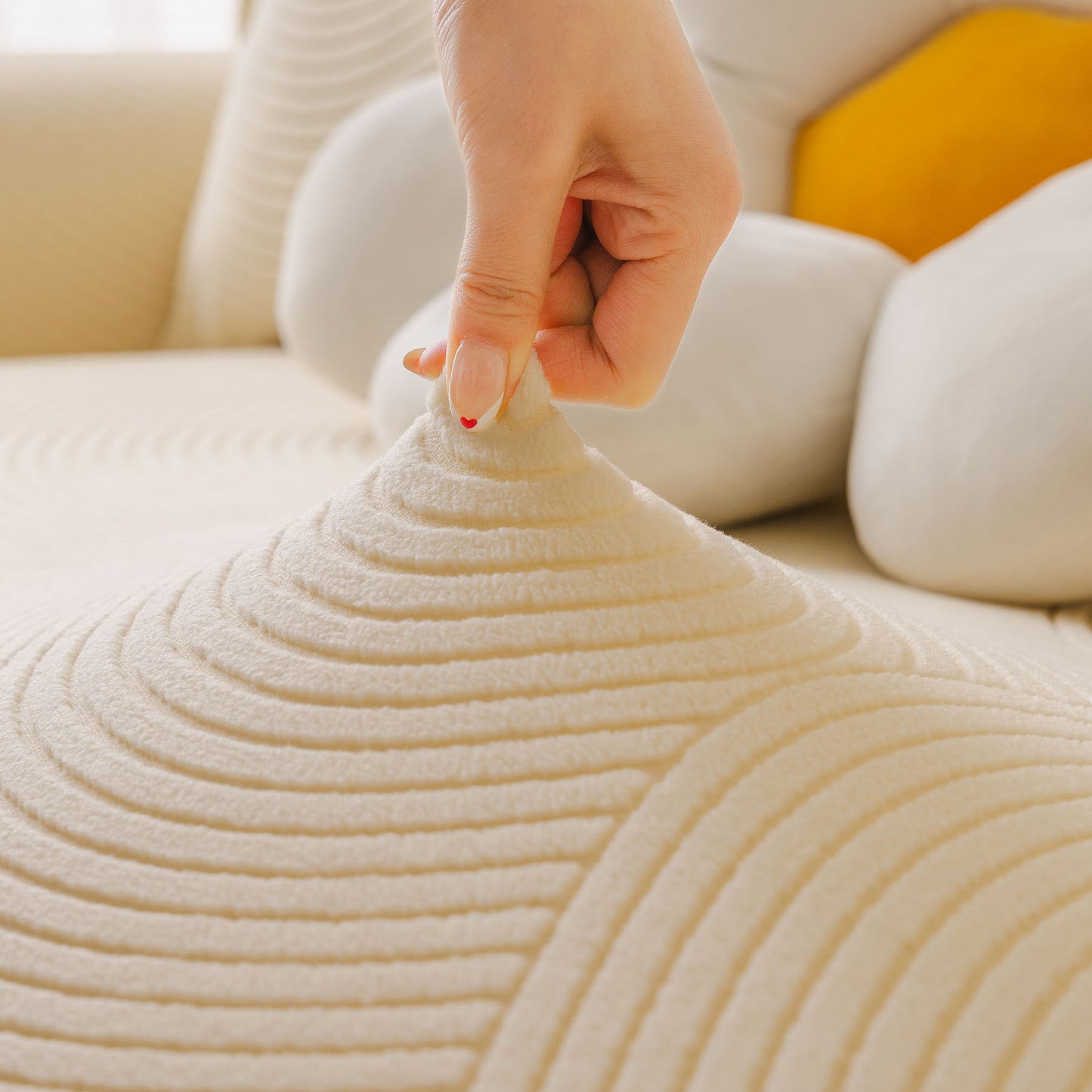 Elastic Stretch Sofa Cover Slipcover, Concentric Circle Jacquard Plush Couch Cover